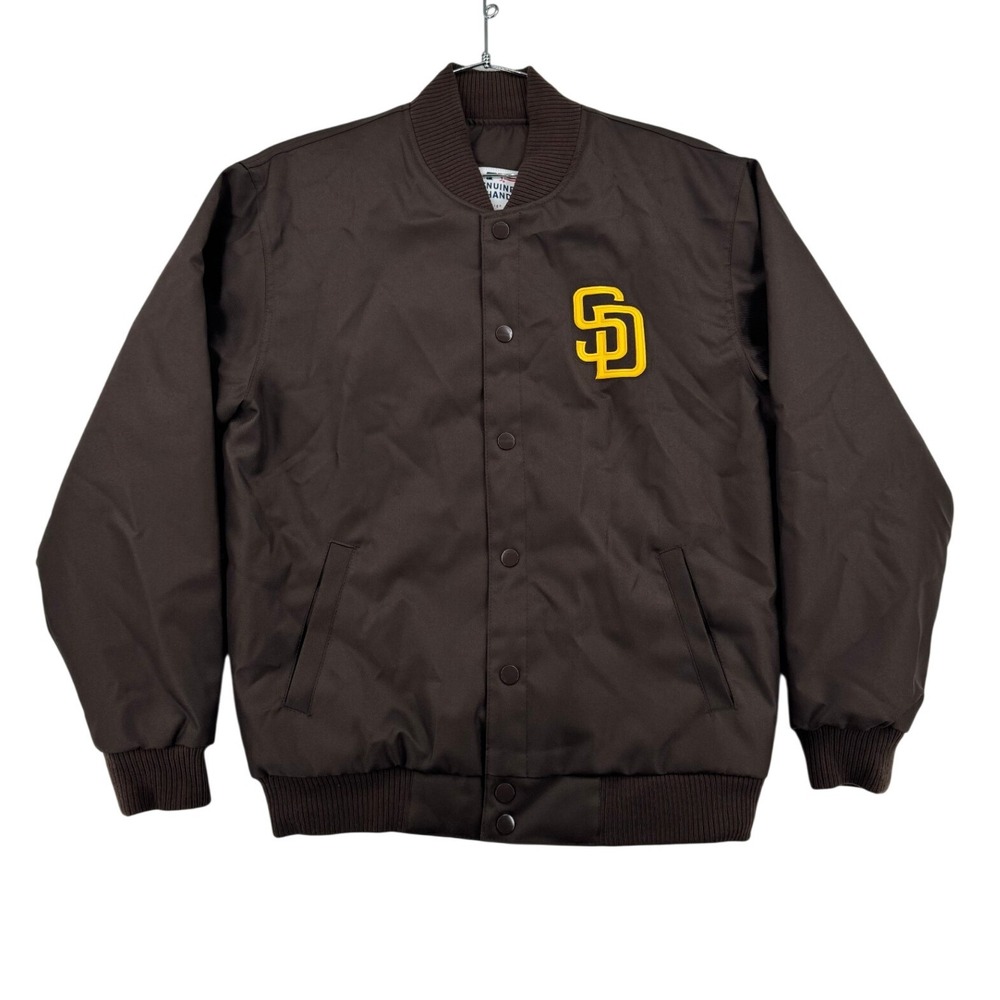NWOT JH Design San Diego Padres Jacket Mens Medium Brown MLB Bomber Snap